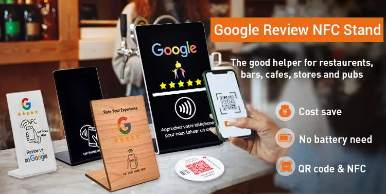 Customized-L-shape-Wooden-Google-NFC-review-stand