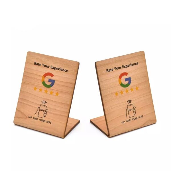L-Shape Wooden Google NFC Review Stand NFC Menu Stands - Image 3
