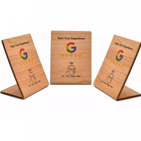L-Shape Wooden Google NFC Review Stand NFC Menu Stands - Image 4